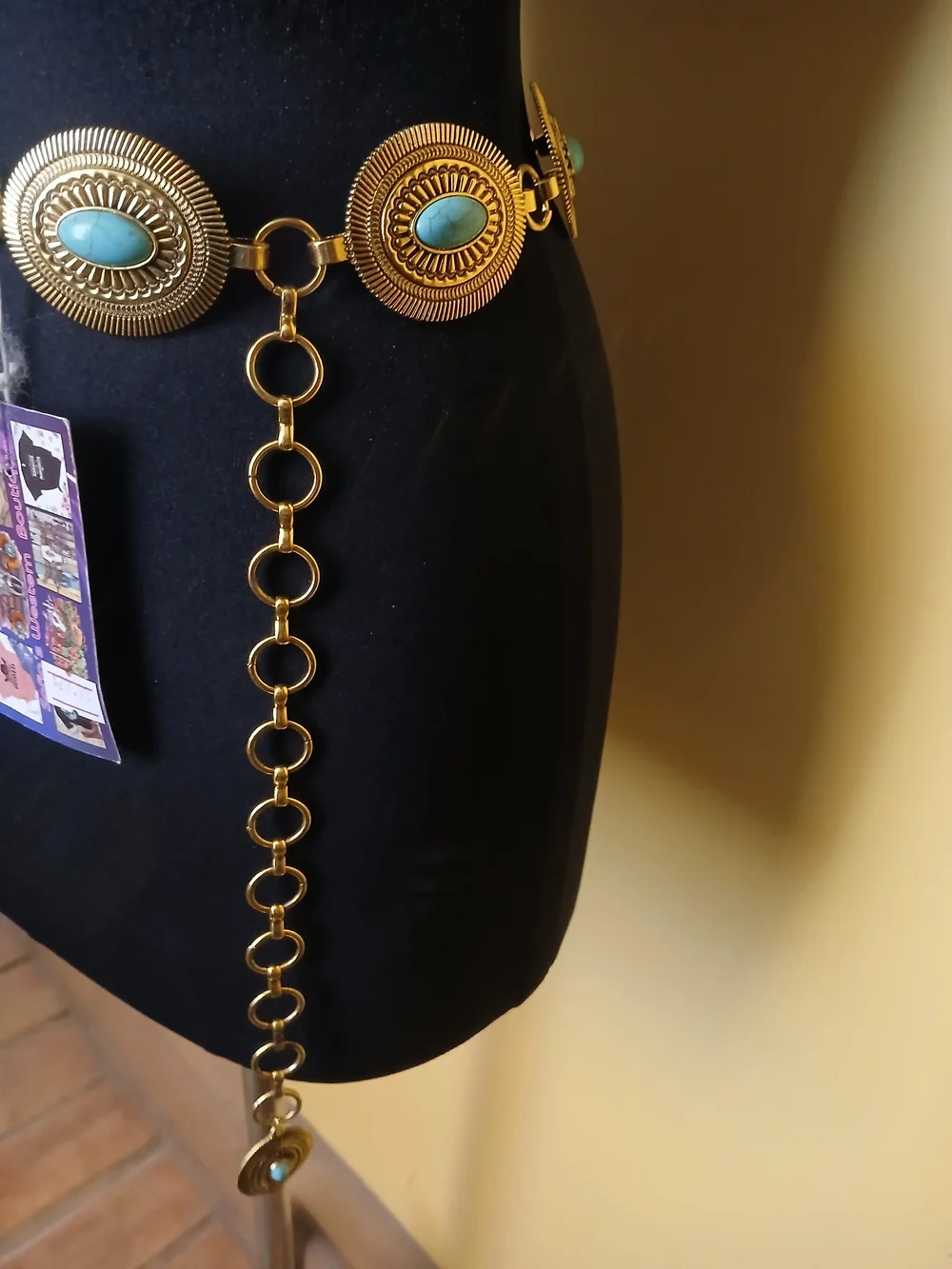 Turquoise Accent Chain Belt - Gold-Tone Women's Accessory